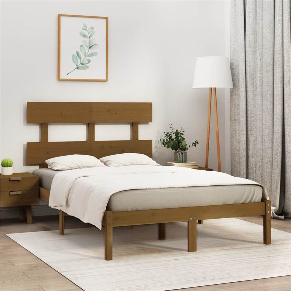 

Bed Frame Honey Brown Solid Wood 120x190 cm 4FT Small Double