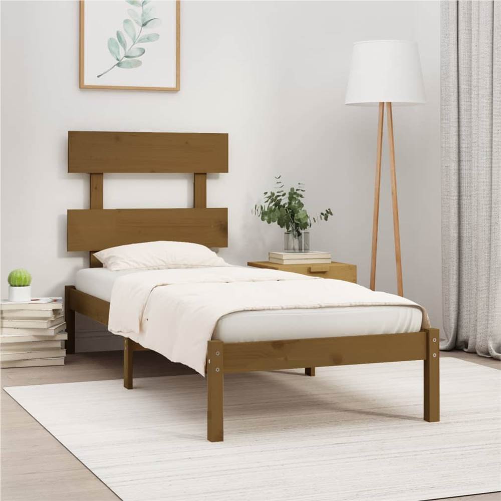 

Bed Frame Honey Brown Solid Wood 75x190 cm 2FT6 Small Single
