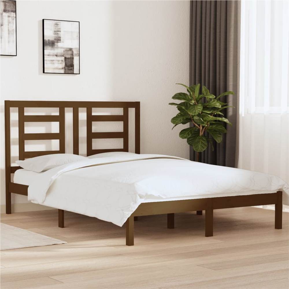 

Bed Frame Honey Brown Solid Wood Pine 135x190 cm 4FT6 Double