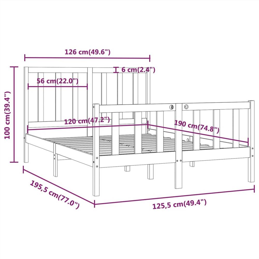 Bed Frame Solid Wood 120x190 cm 4FT Small Double
