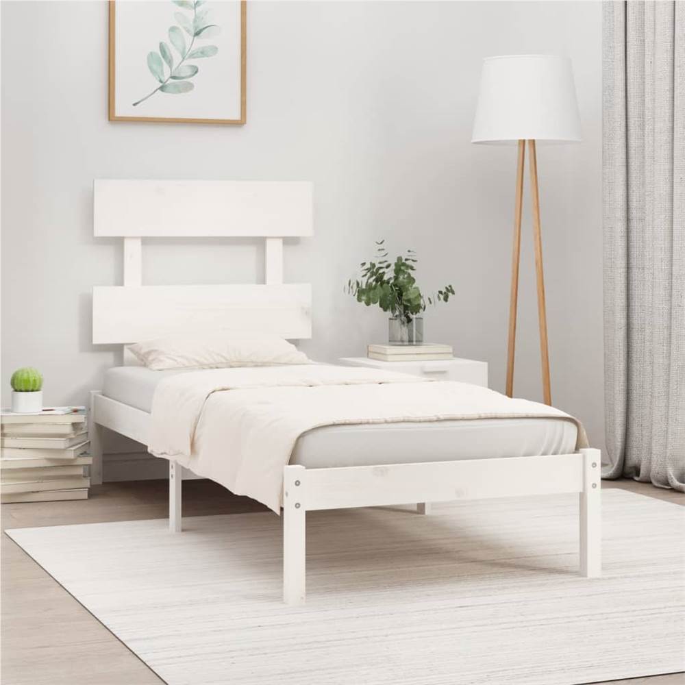 

Bed Frame White Solid Wood 100x200 cm