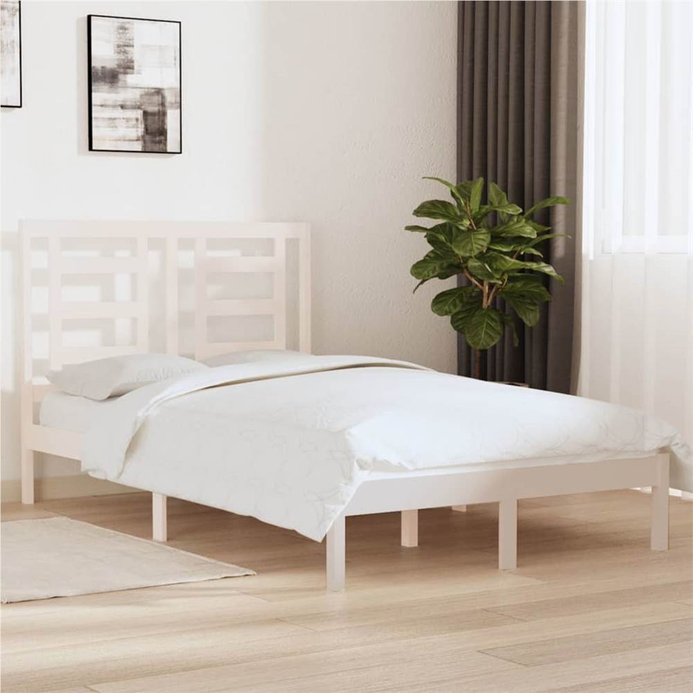 

Bed Frame White Solid Wood 120x190 cm 4FT Small Double