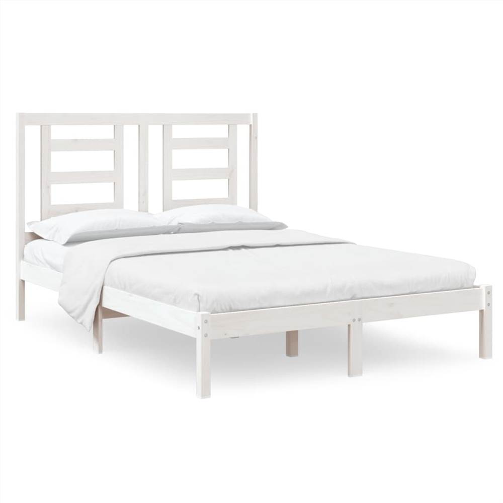 Bed Frame White Solid Wood 120x190 cm 4FT Small Double