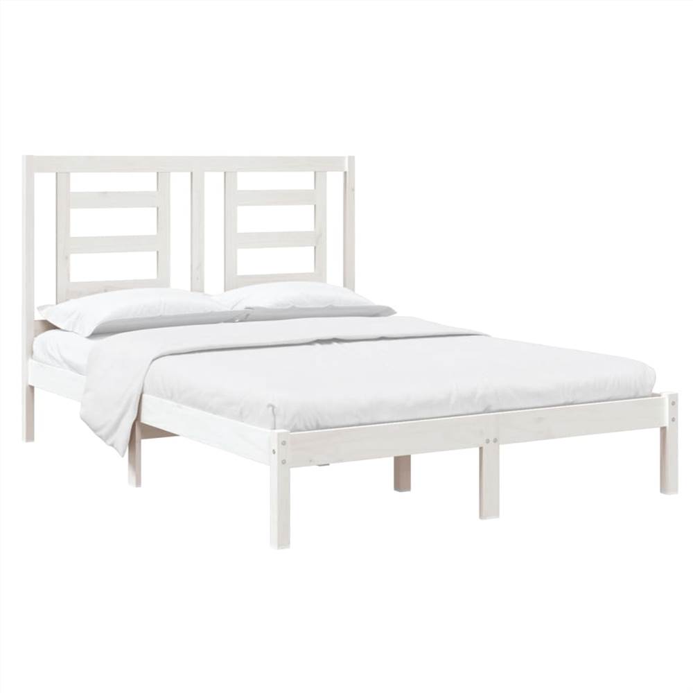 Bed Frame White Solid Wood 120x190 cm 4FT Small Double