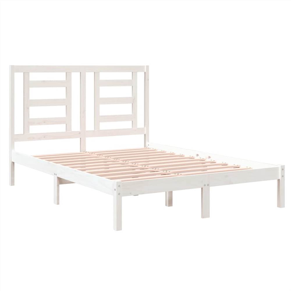Bed Frame White Solid Wood 120x190 cm 4FT Small Double