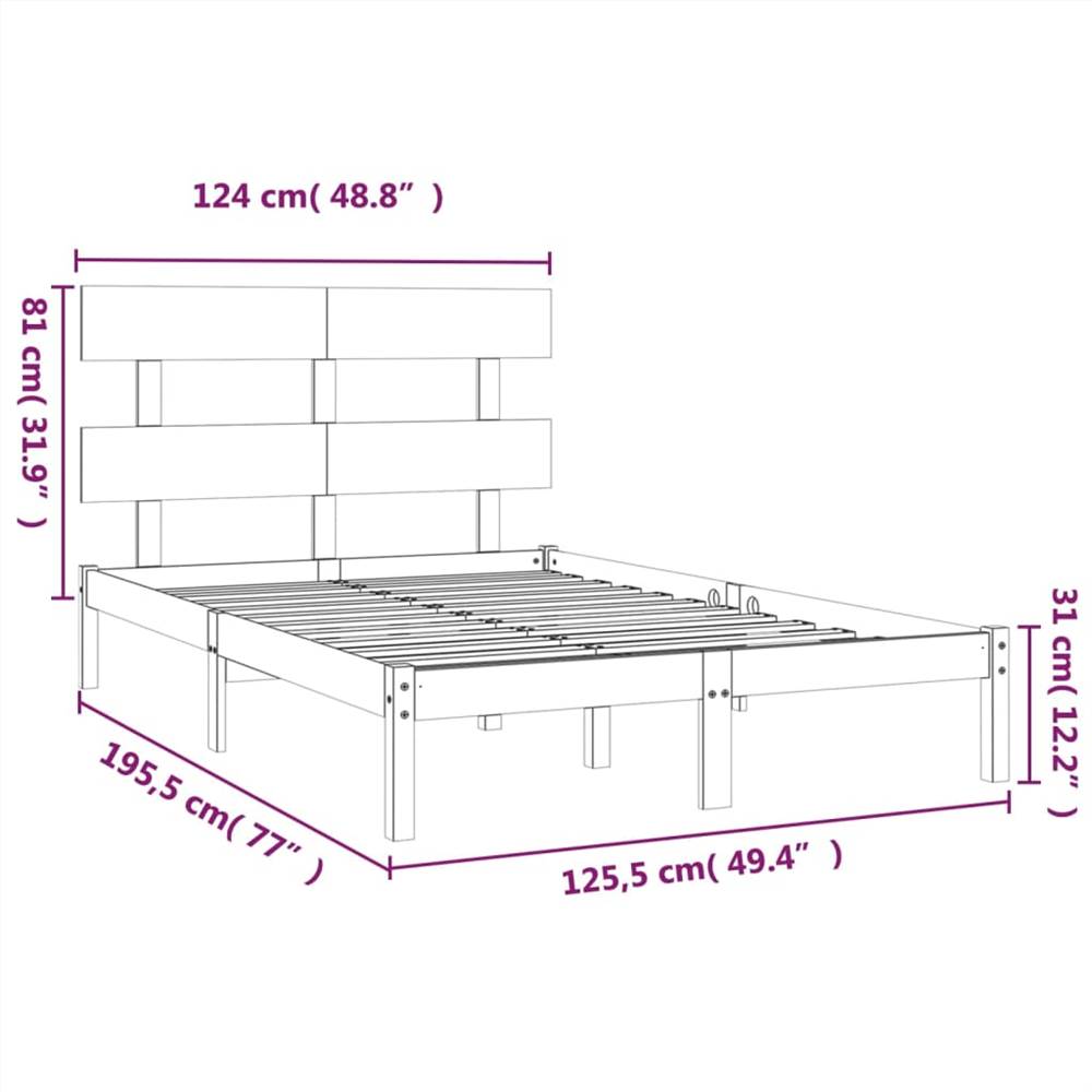 Bed Frame White Solid Wood 120x190 cm 4FT Small Double