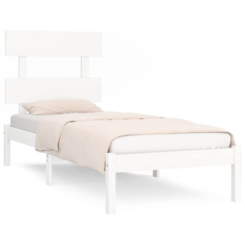Bed Frame White Solid Wood 75x190 cm 2FT6 Small Single