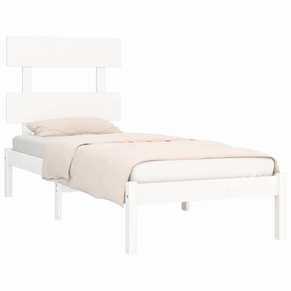 Bed Frame White Solid Wood 75x190 cm 2FT6 Small Single