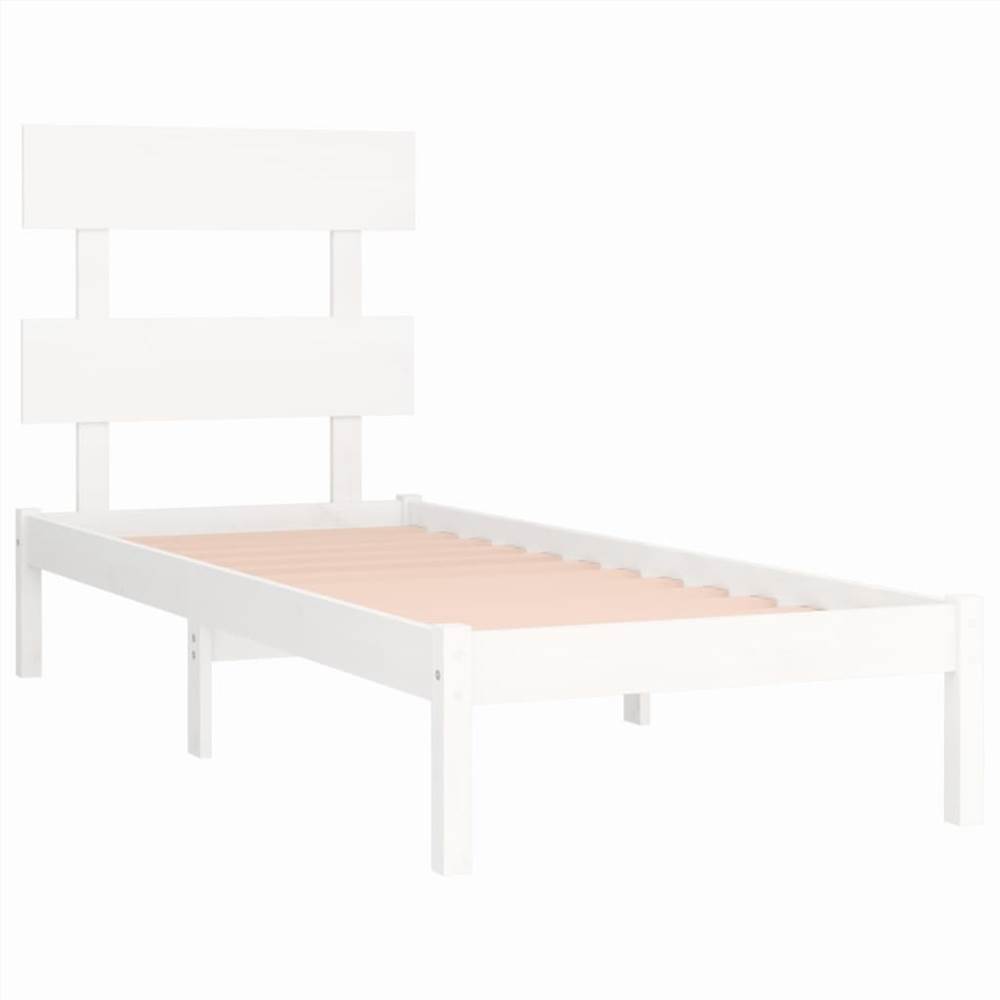 Bed Frame White Solid Wood 75x190 cm 2FT6 Small Single