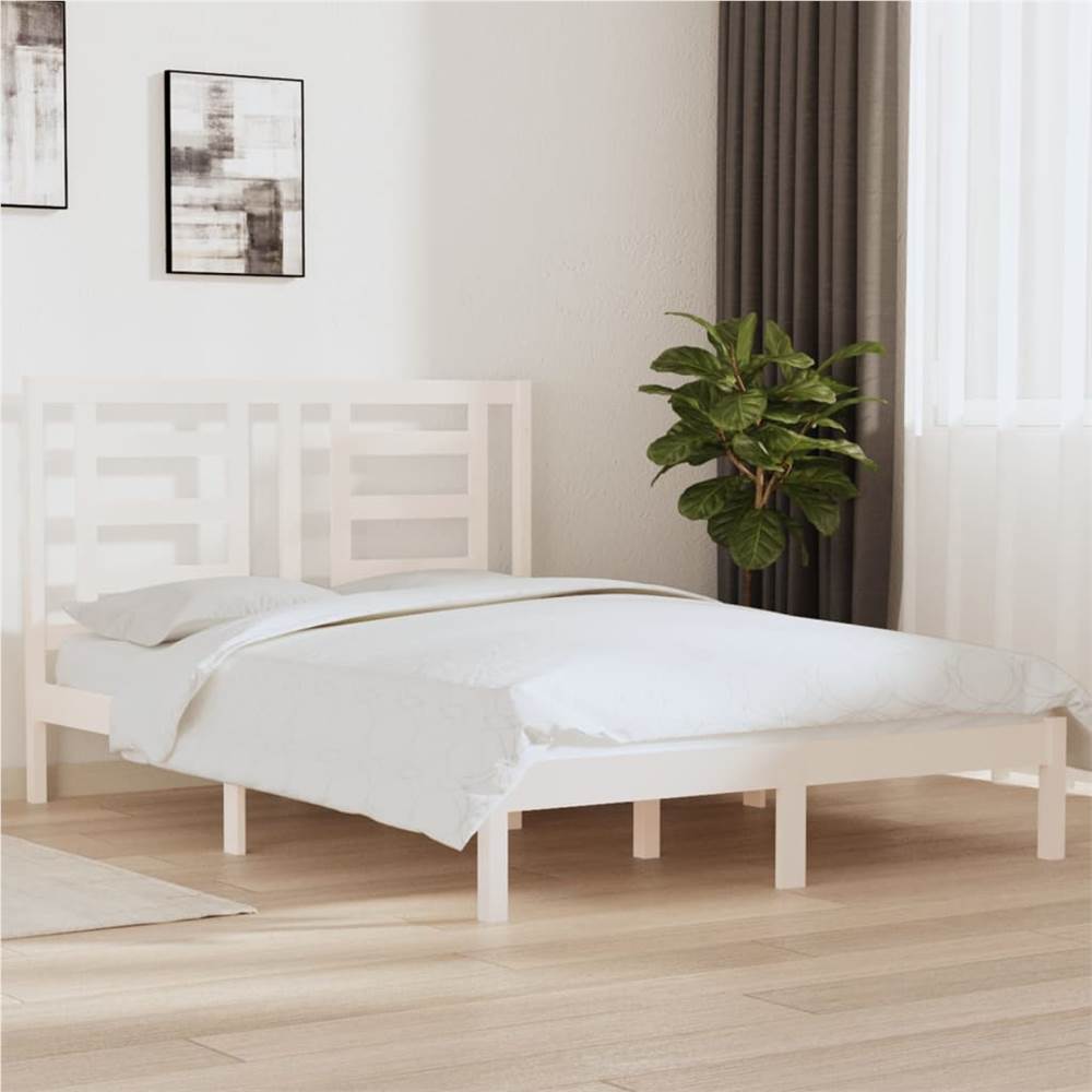 

Bed Frame White Solid Wood Pine 140x200 cm