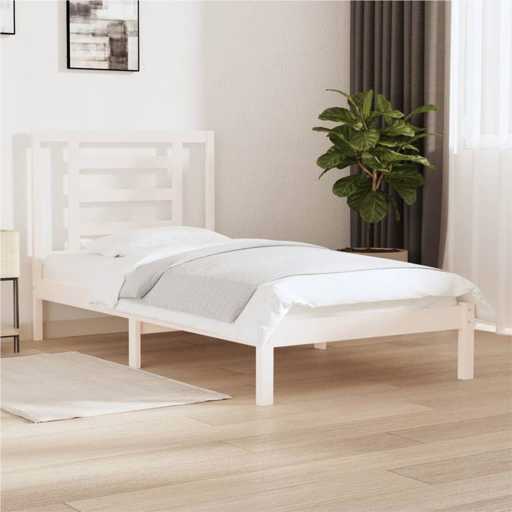 

Bed Frame White Solid Wood Pine 90x190 cm 3FT Single