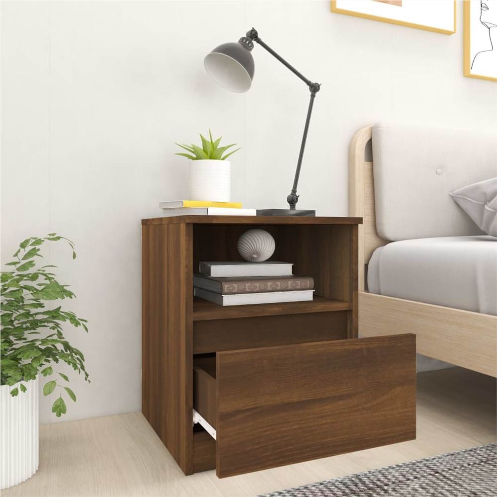 Bedside Cabinet Brown Oak 40x40x50 cm Engineered Wood