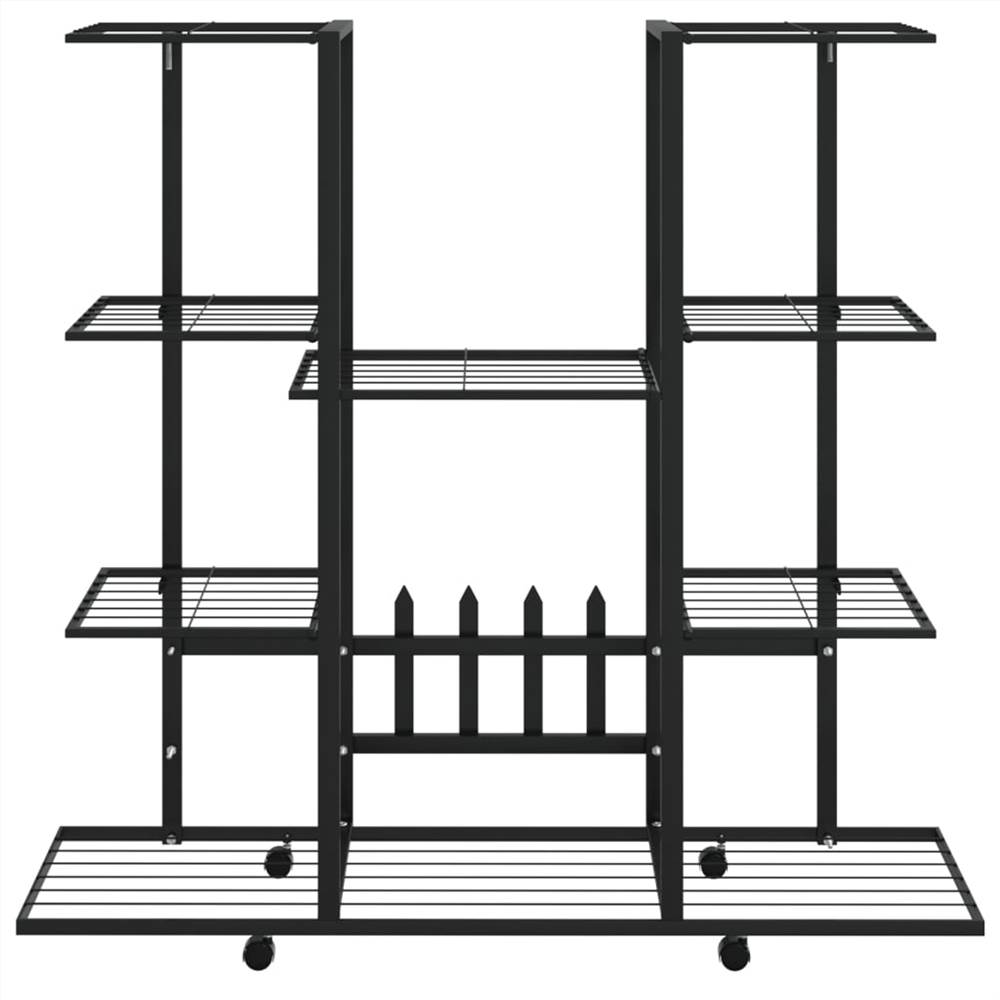 Flower Stand with Wheels 94.5x24.5x91.5 cm Black Iron