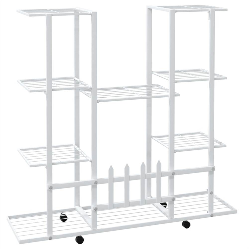 Flower Stand with Wheels 94.5x24.5x91.5 cm White Iron