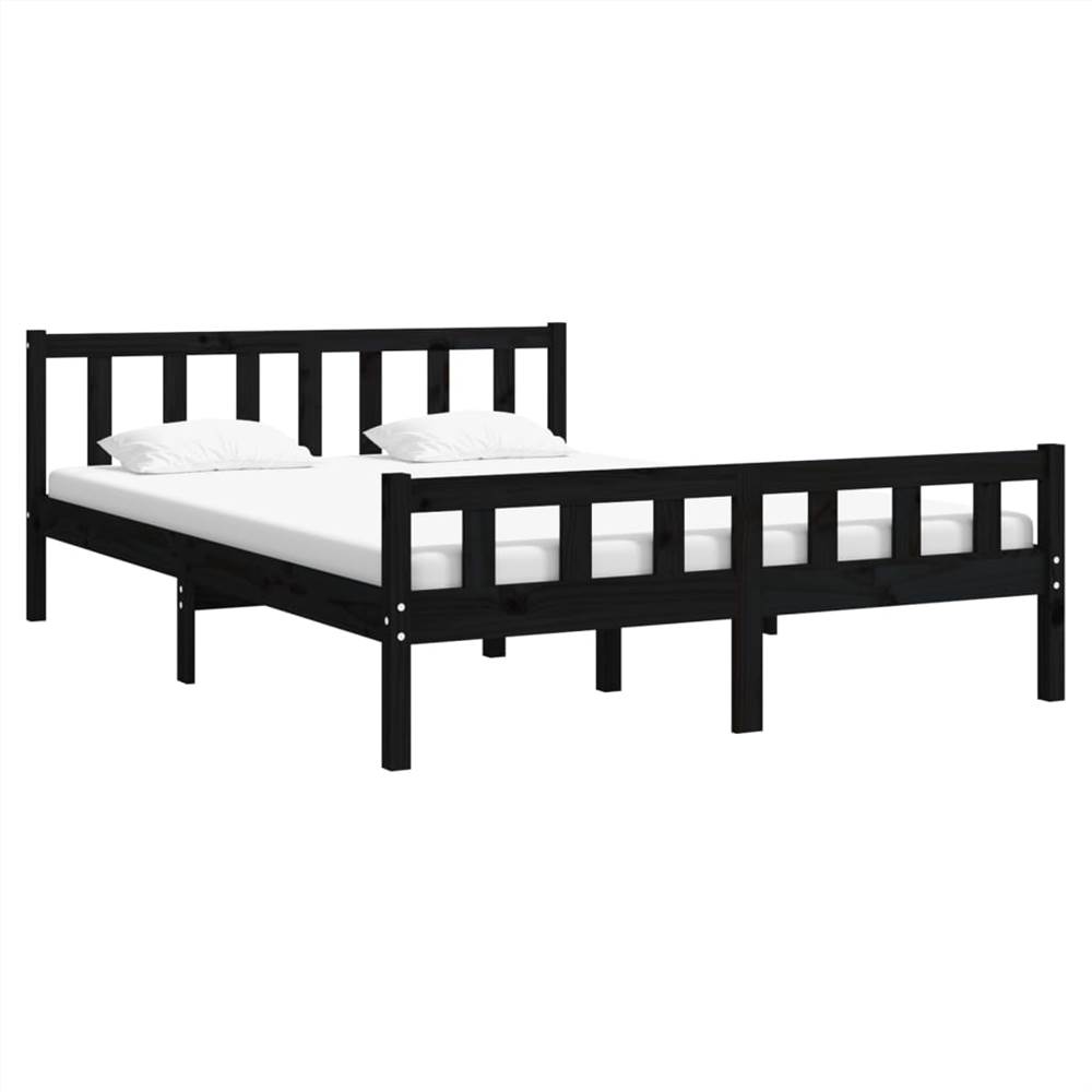 Bed Frame Black Solid Wood 120x200 cm