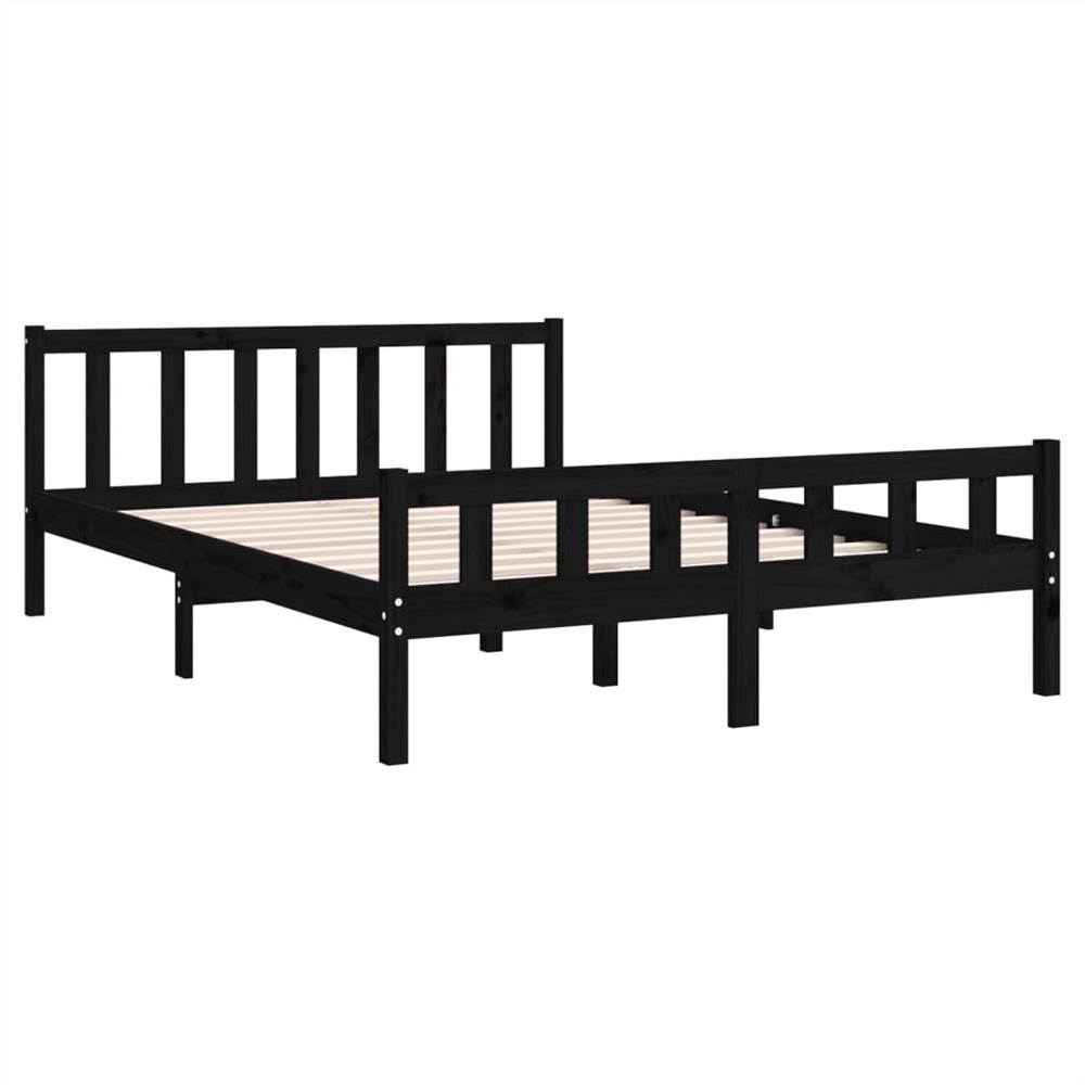 Bed Frame Black Solid Wood 120x200 cm