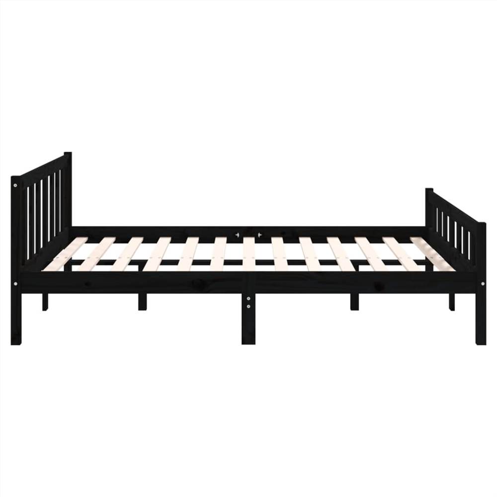 Bed Frame Black Solid Wood 140x190 cm