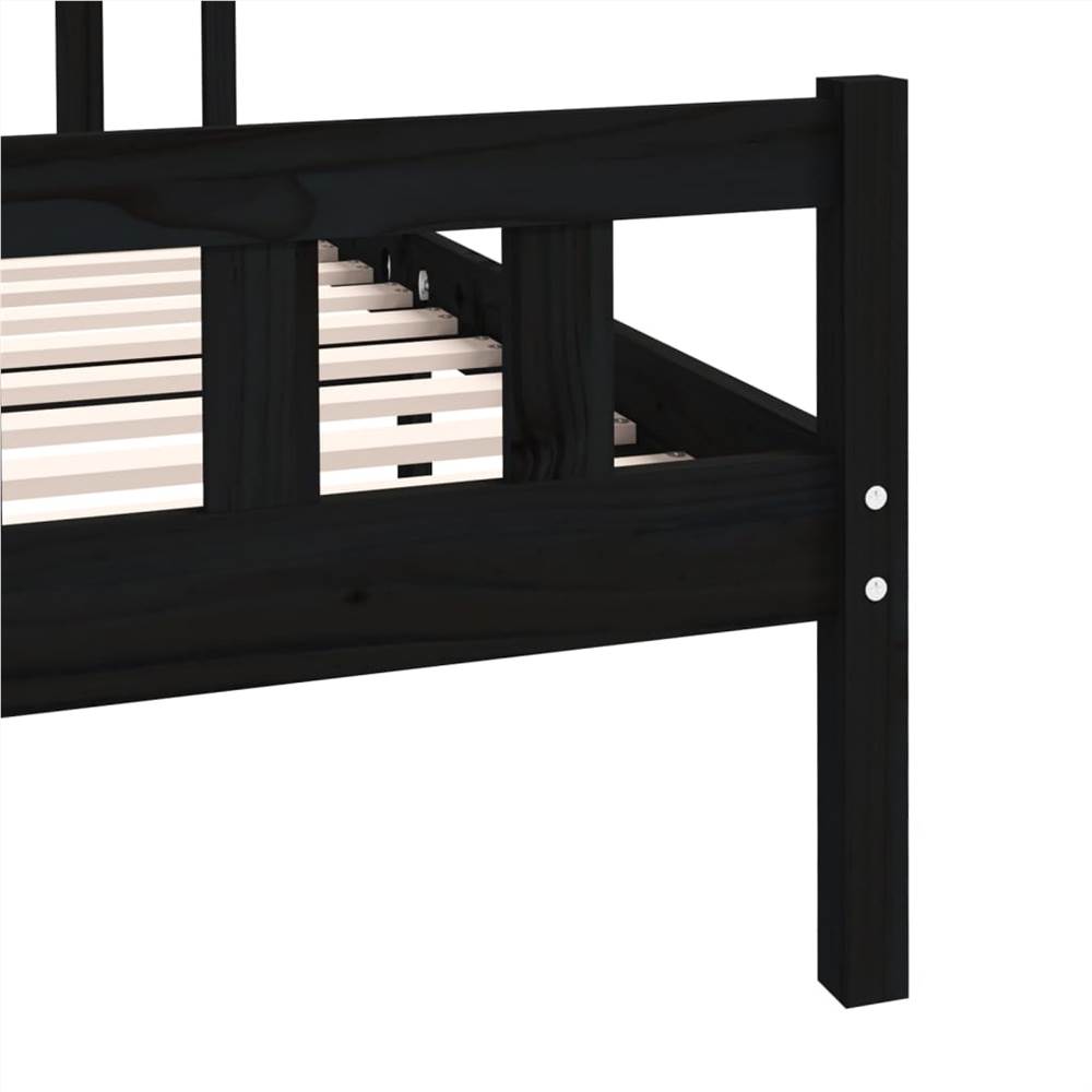 Bed Frame Black Solid Wood 140x190 cm