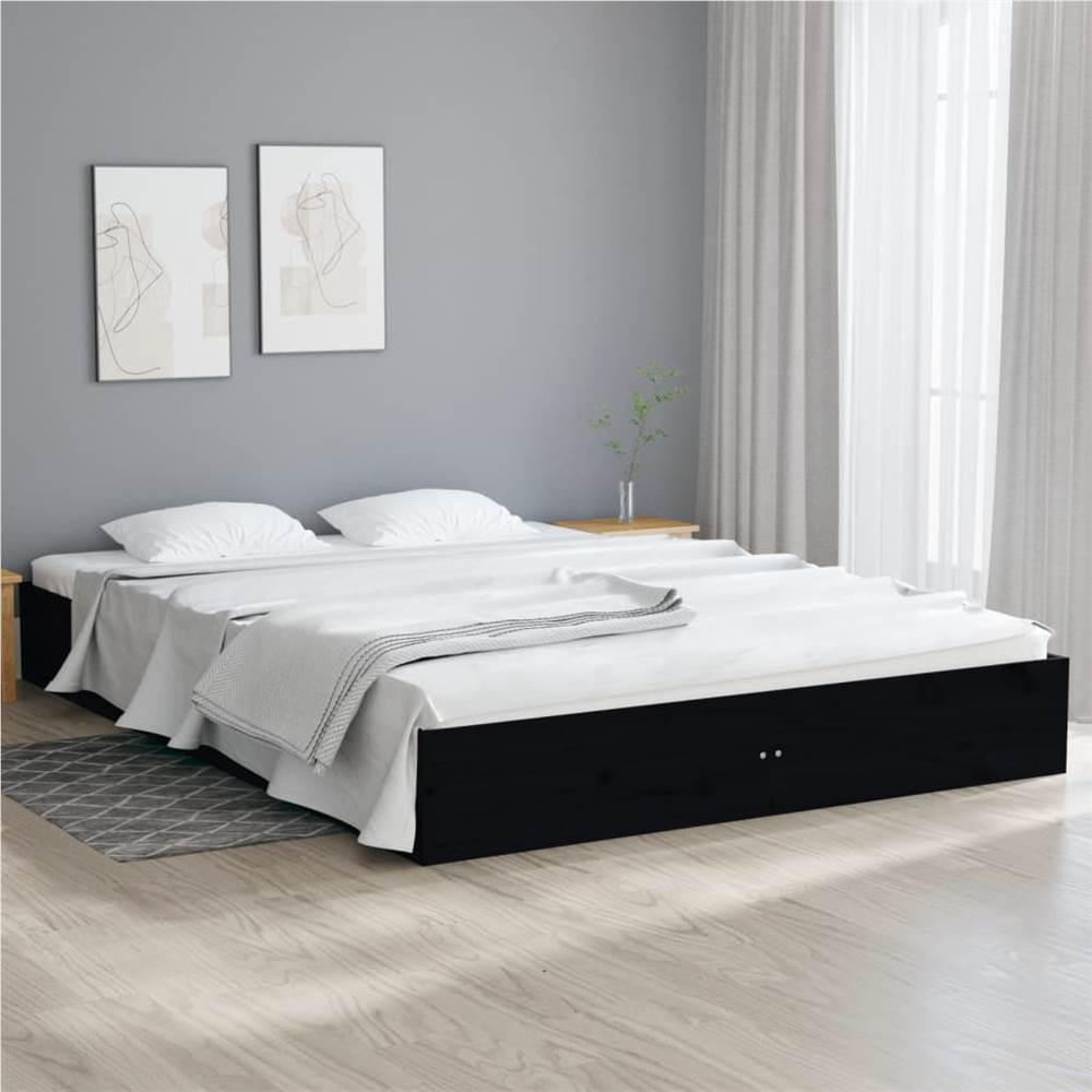 

Bed Frame Black Solid Wood 200x200 cm