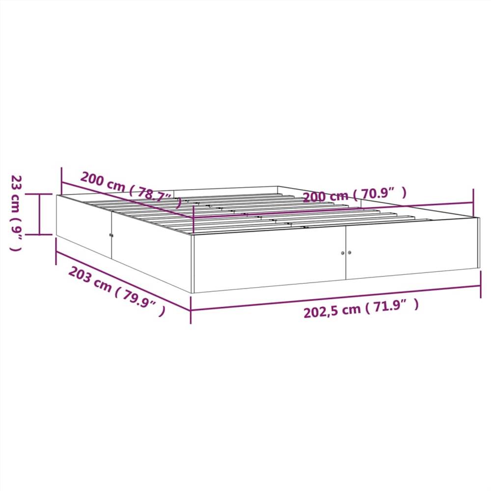Bed Frame Black Solid Wood 200x200 cm