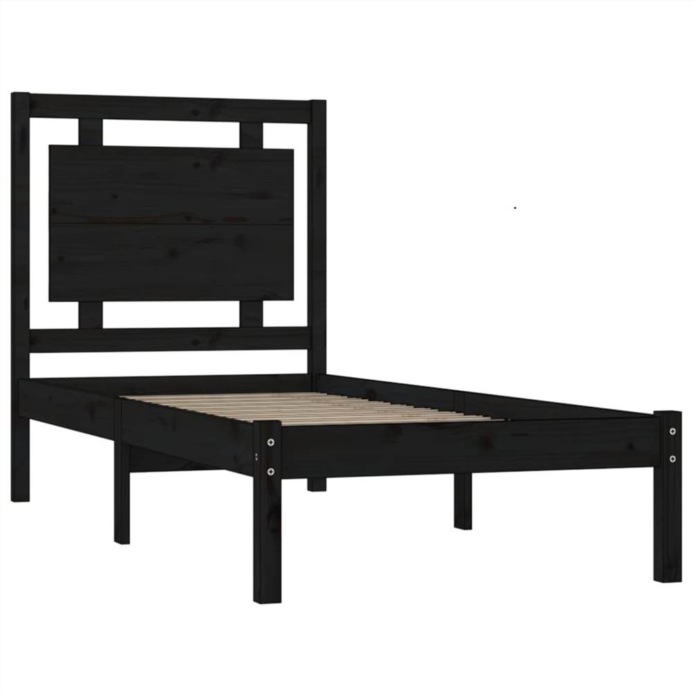 Bed Frame Black Solid Wood 90x200 cm