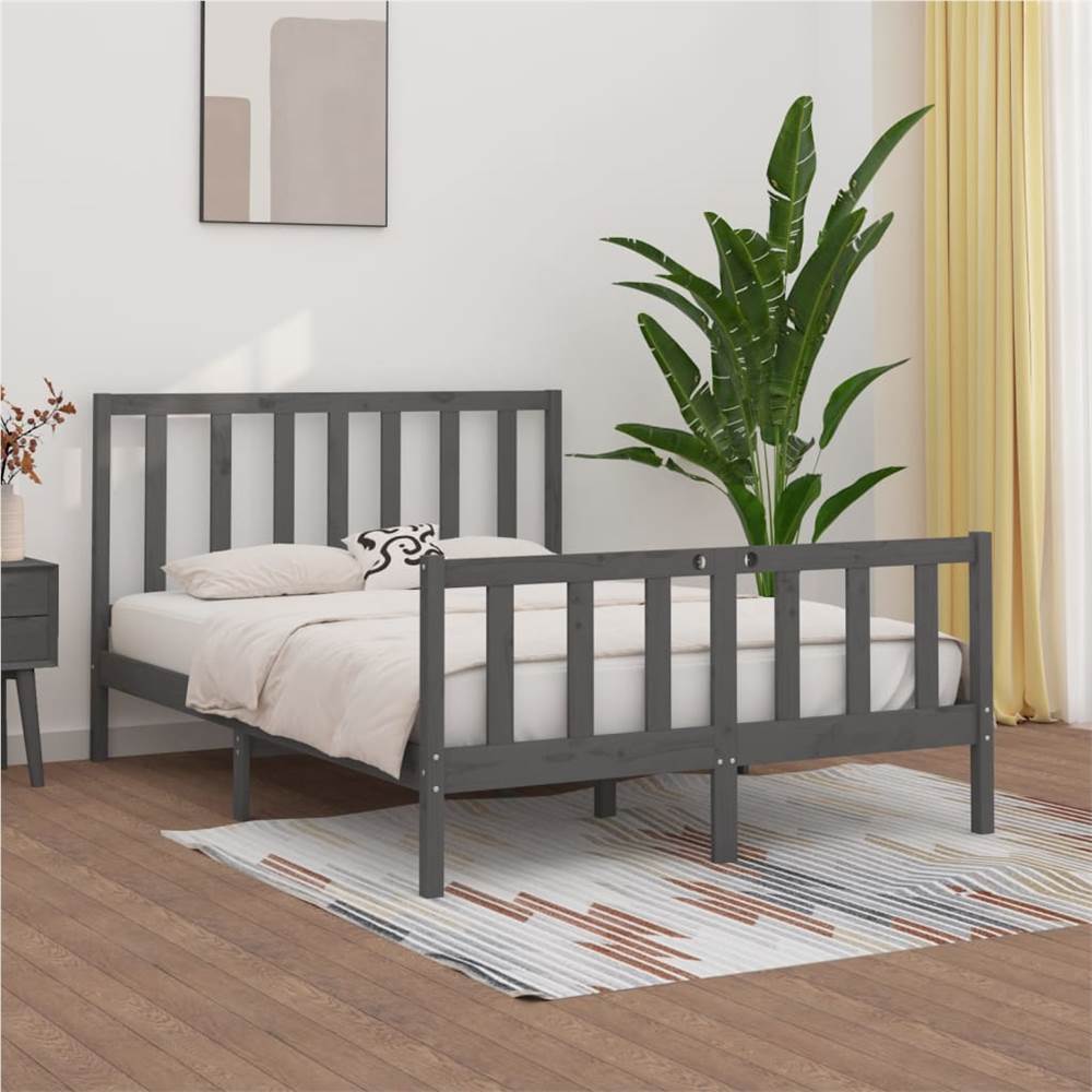 

Bed Frame Grey Solid Wood 135x190 cm 4FT6 Double