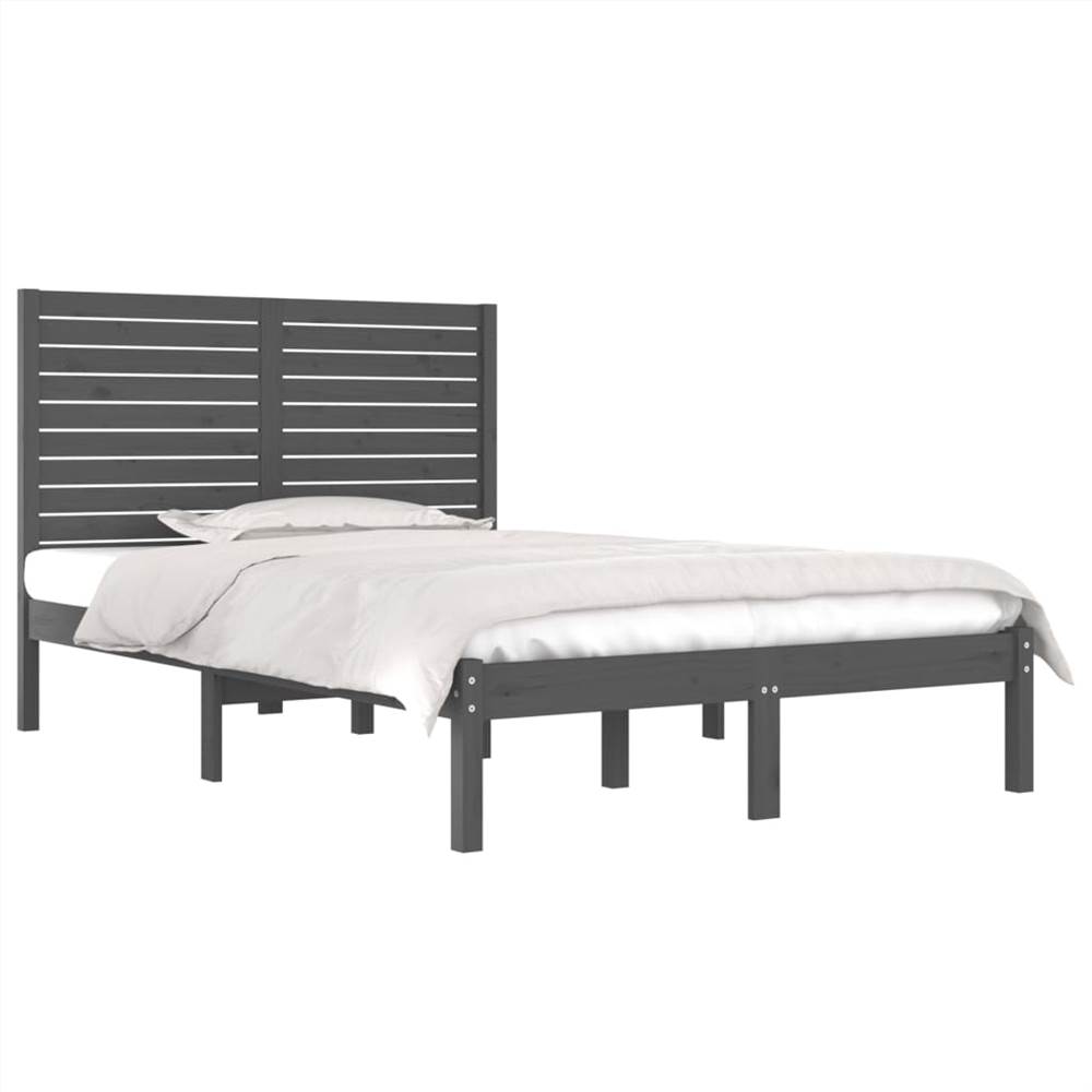 Bed Frame Grey Solid Wood 135x190 cm 4FT6 Double