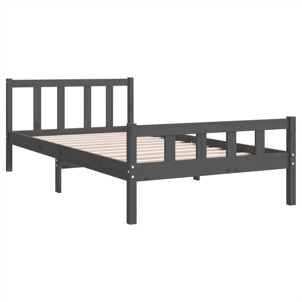 Bed Frame Grey Solid Wood 90x200 cm
