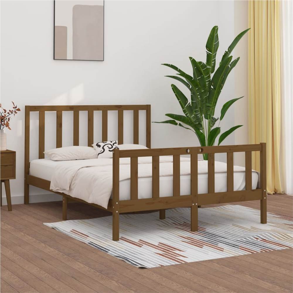 

Bed Frame Honey Brown Solid Wood 120x190 cm 4FT Small Double