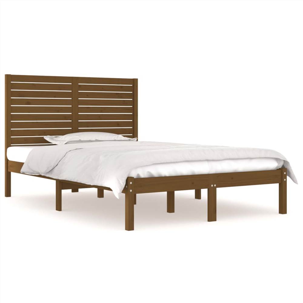 Bed Frame Honey Brown Solid Wood 135x190 cm 4FT6 Double