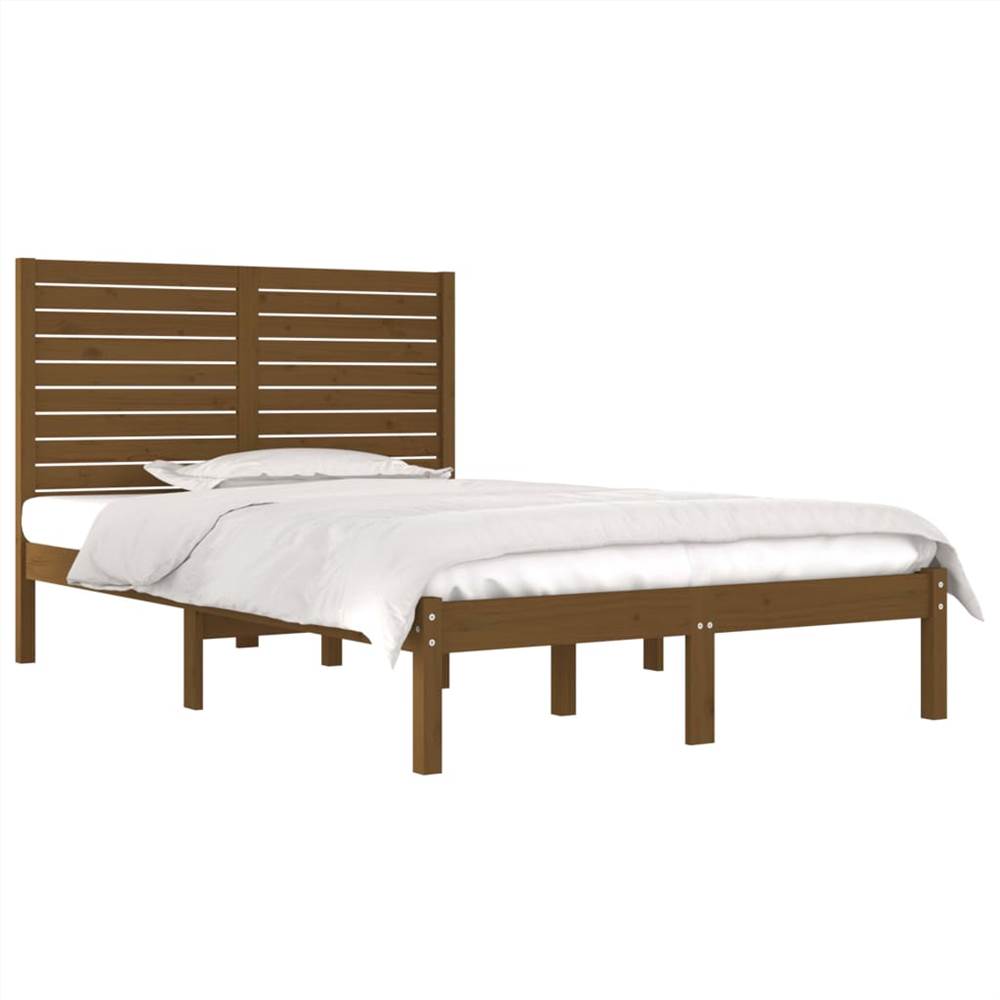 Bed Frame Honey Brown Solid Wood 135x190 cm 4FT6 Double