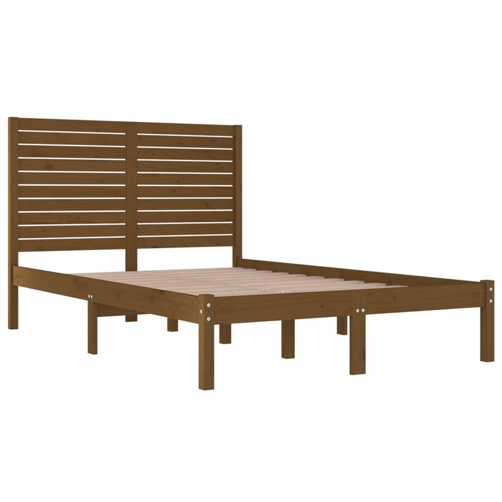 Bed Frame Honey Brown Solid Wood 135x190 cm 4FT6 Double