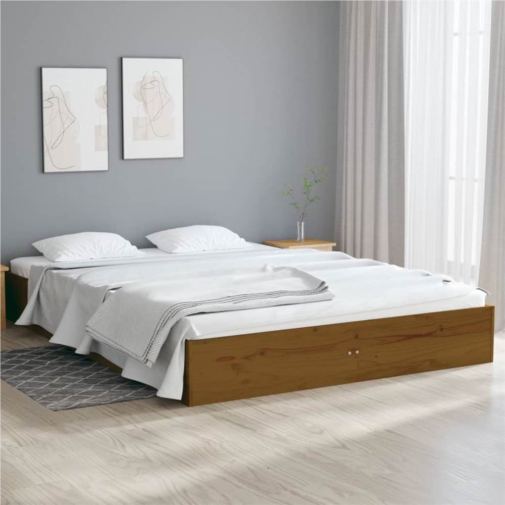 

Bed Frame Honey Brown Solid Wood 140x190 cm