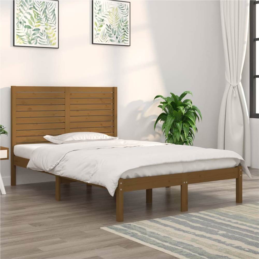 

Bed Frame Honey Brown Solid Wood 140x190 cm