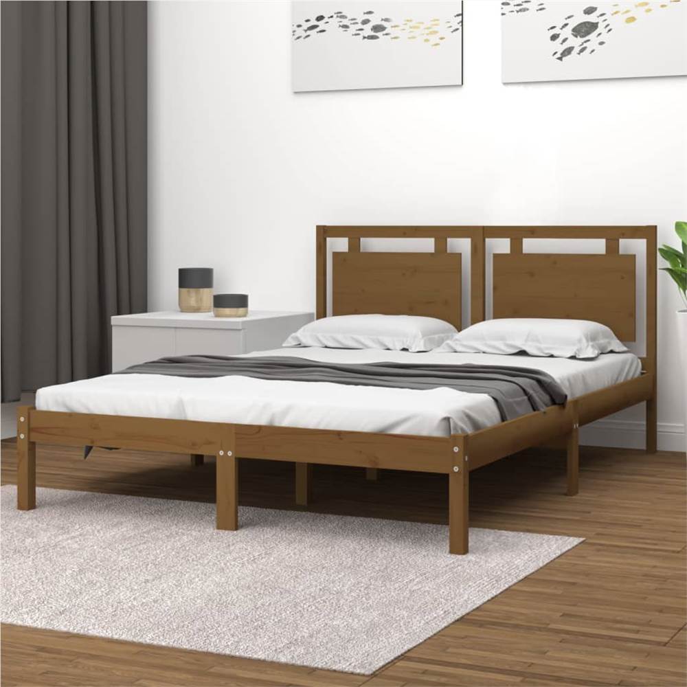 

Bed Frame Honey Brown Solid Wood 140x200 cm