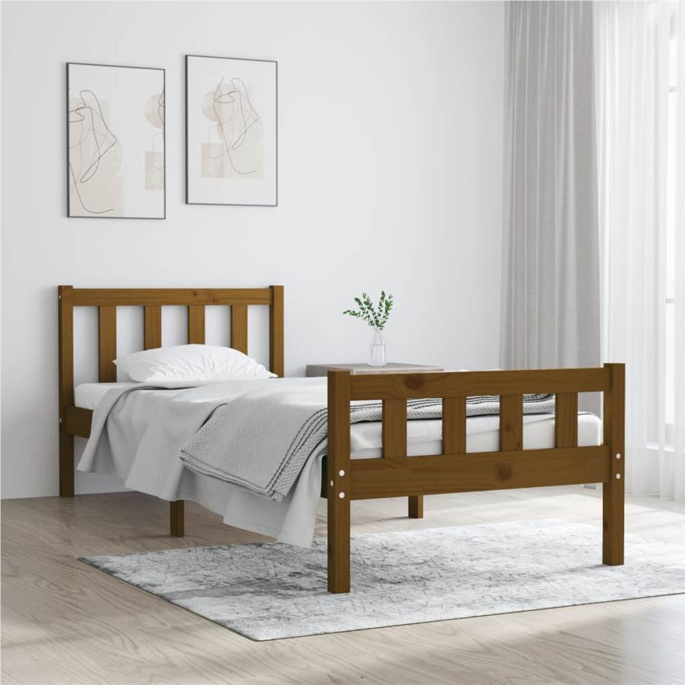 

Bed Frame Honey Brown Solid Wood 90x190 cm 3FT Single