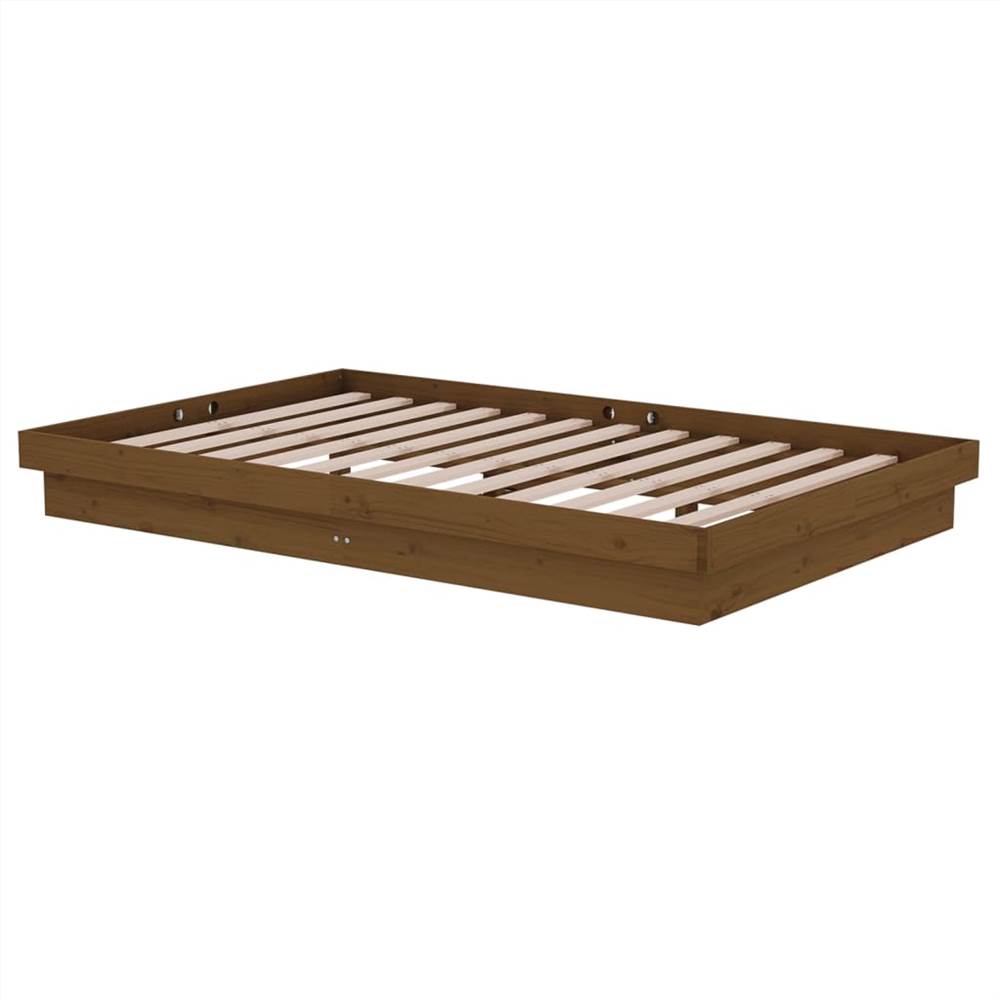 Bed Frame Honey Brown Solid Wood Pine 120x190 cm 4FT Small Double