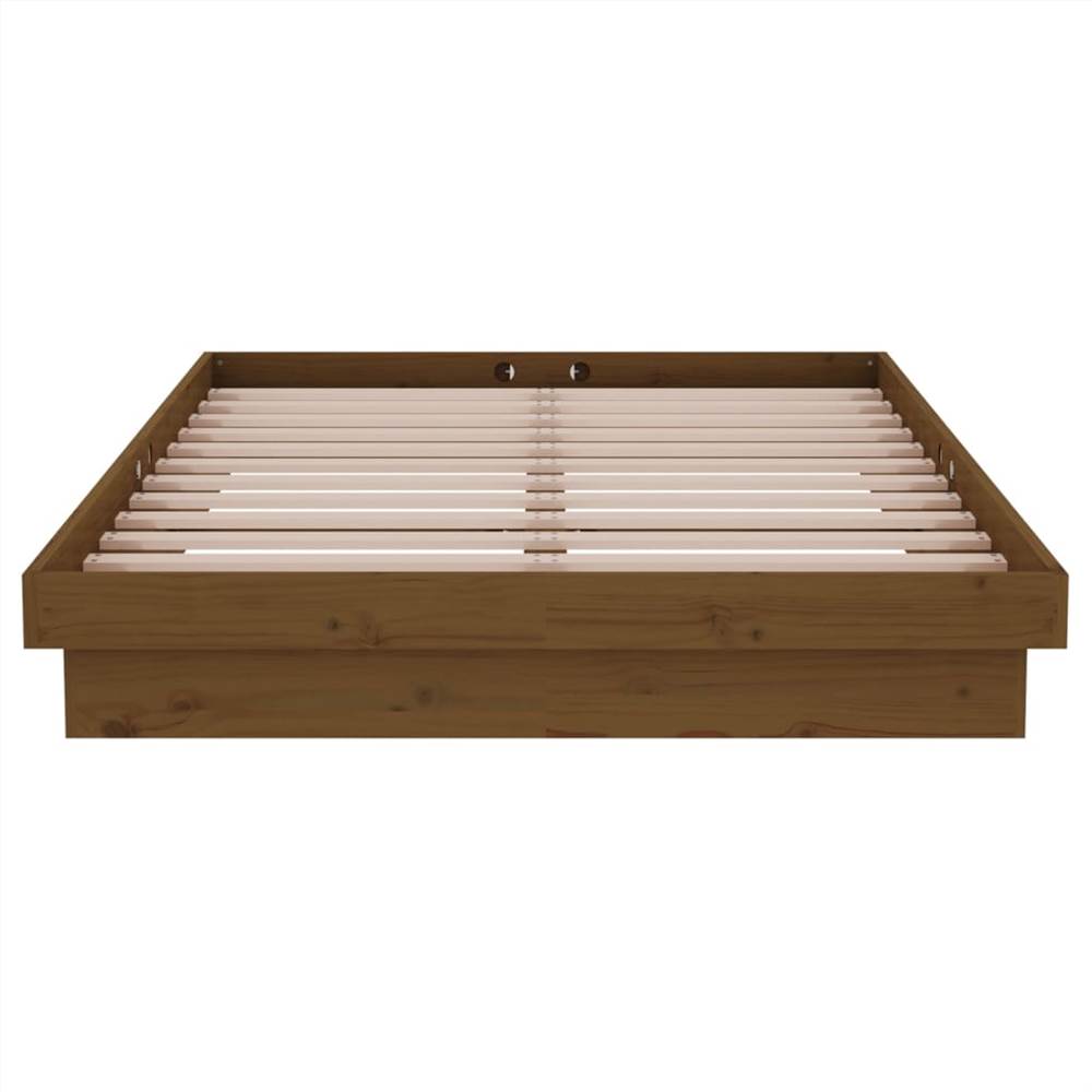 Bed Frame Honey Brown Solid Wood Pine 120x190 cm 4FT Small Double