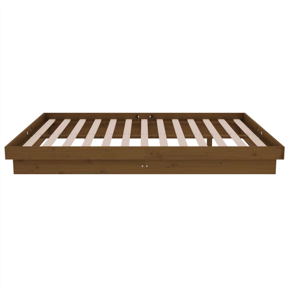 Bed Frame Honey Brown Solid Wood Pine 120x190 cm 4FT Small Double