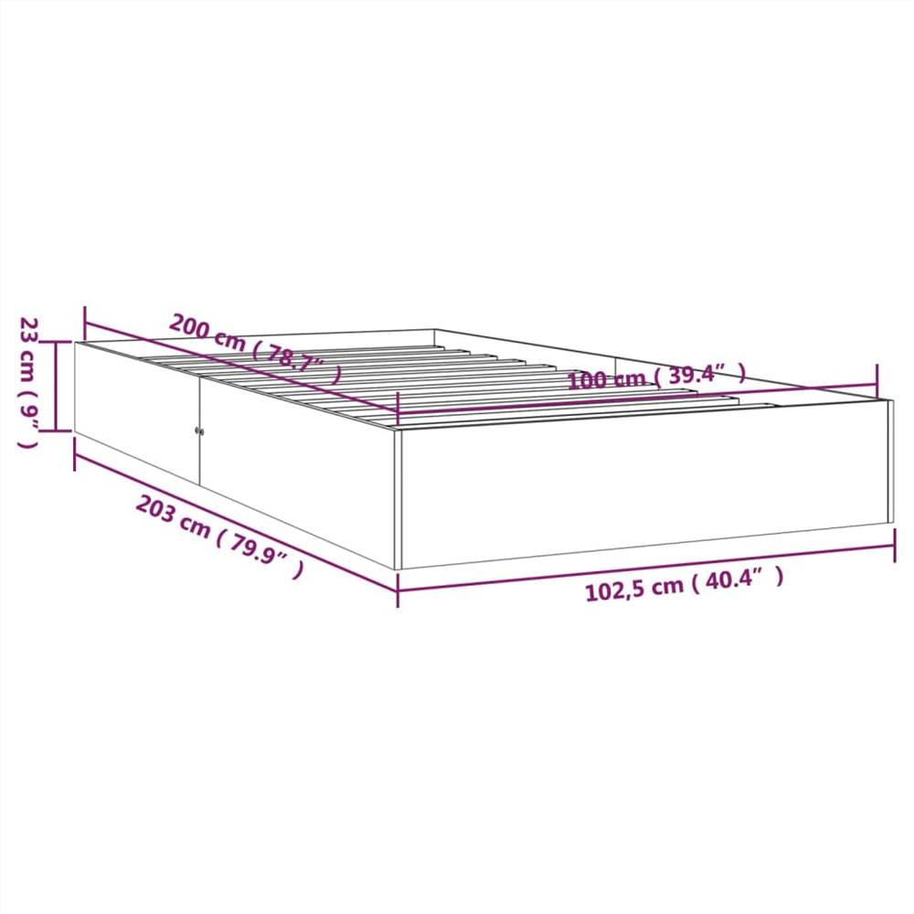 Bed Frame Solid Wood 100x200 cm