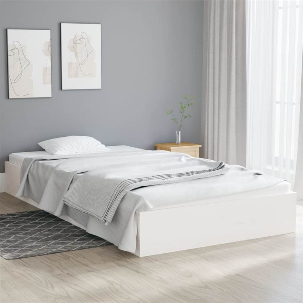 

Bed Frame White Solid Wood 100x200 cm