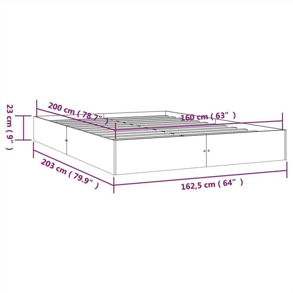 Bed Frame White Solid Wood 160x200 cm