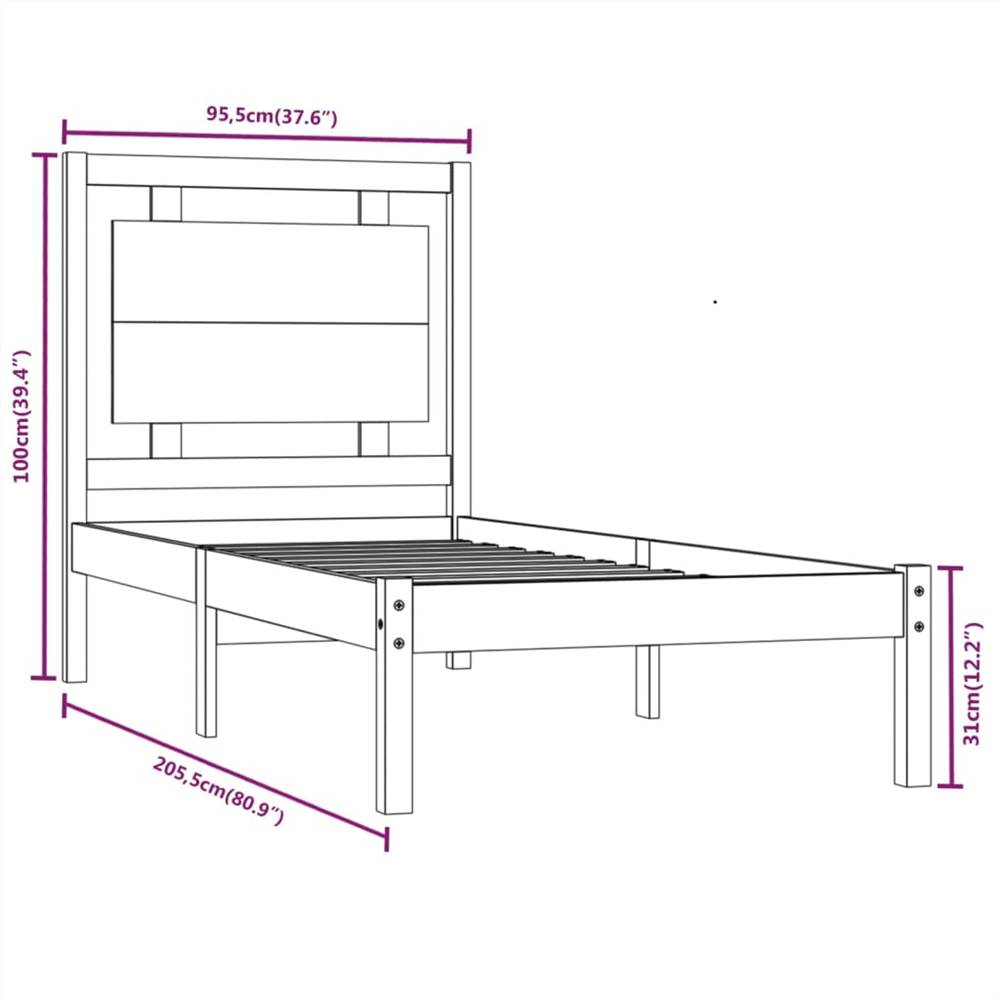 Bed Frame White Solid Wood 90x200 cm