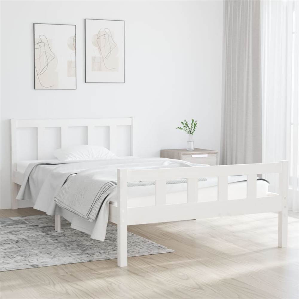 Bed Frame White Solid Wood 90x200 cm