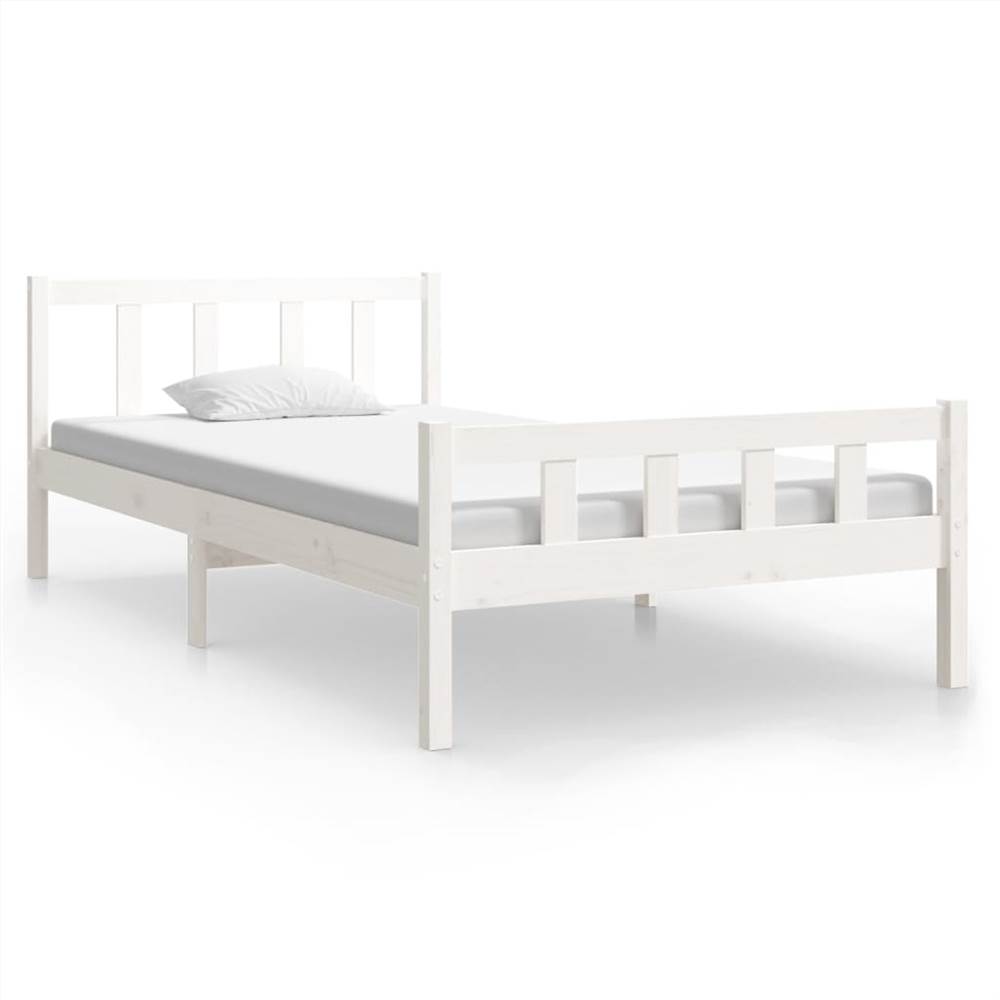 Bed Frame White Solid Wood 90x200 cm