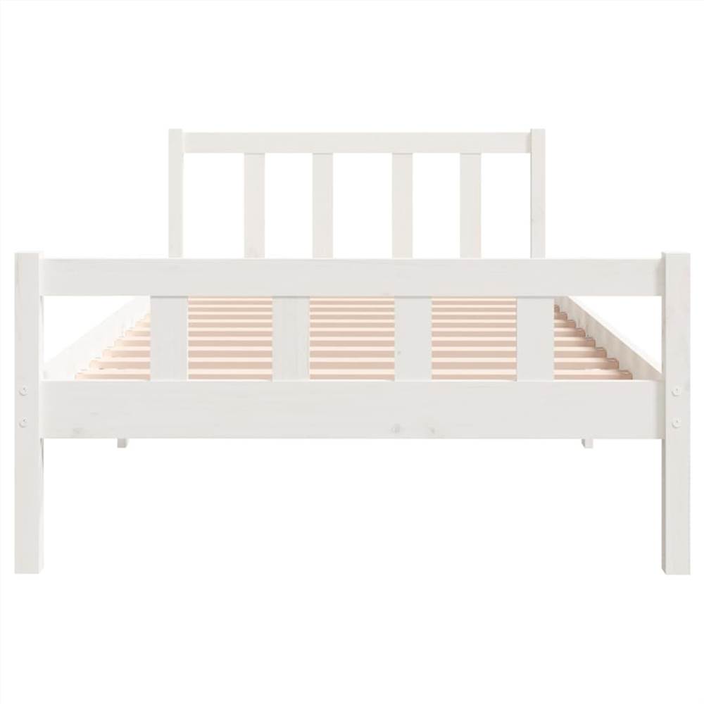 Bed Frame White Solid Wood 90x200 cm