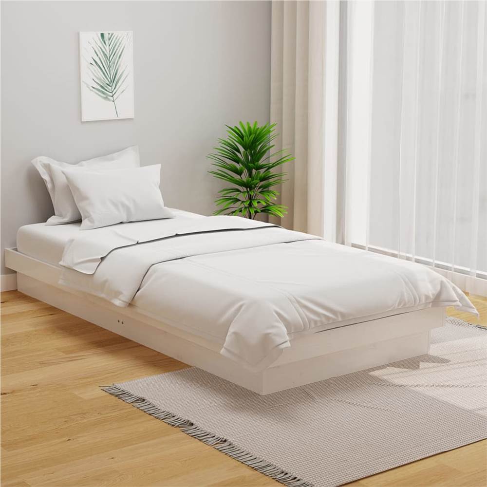 

Bed Frame White Solid Wood Pine 90x190 cm 3FT Single