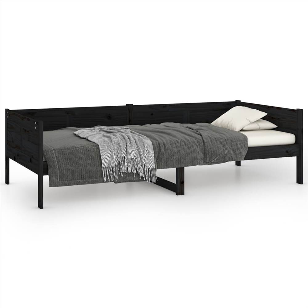 Day Bed Black Solid Wood Pine 90x190 Cm 7 Day Bed Black Solid Wood Pine 90x190 cm