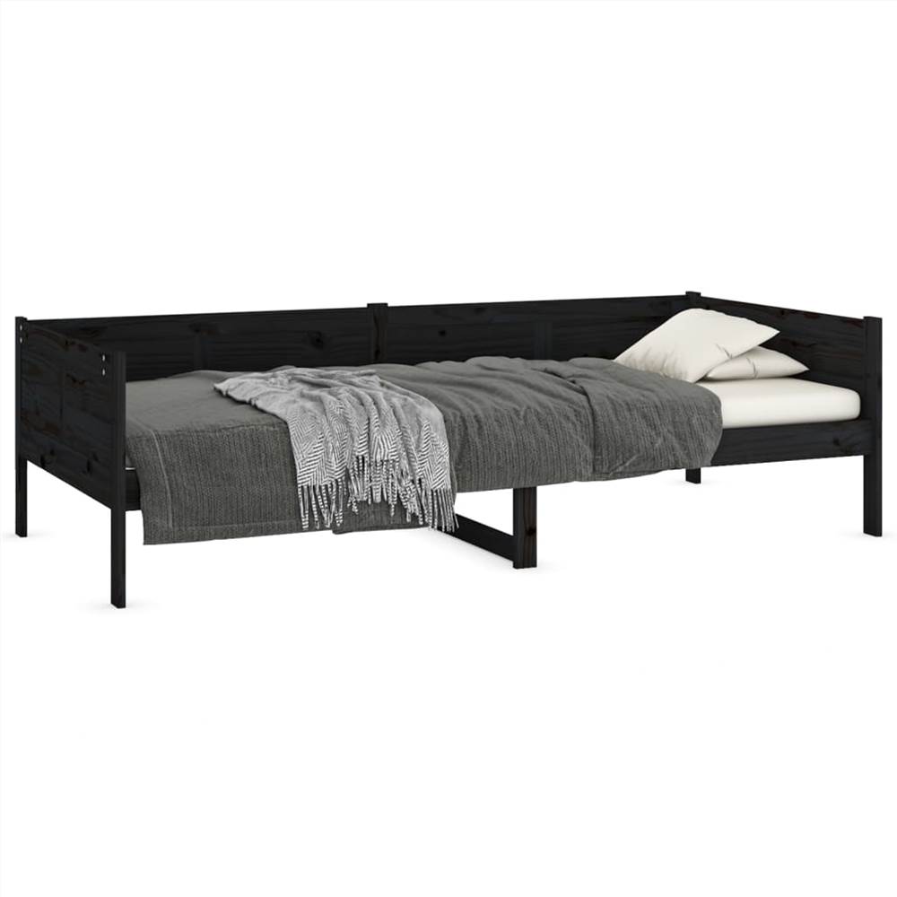 Day Bed Black Solid Wood Pine 90x190 Cm 8 Day Bed Black Solid Wood Pine 90x190 cm