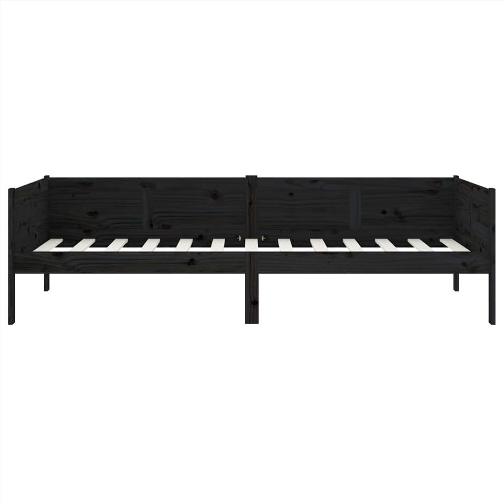 Day Bed Black Solid Wood Pine 90x190 Cm 10 Day Bed Black Solid Wood Pine 90x190 cm
